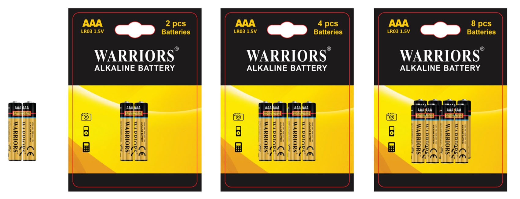 High Capacity AAA LR03 Alkaline Batteries Pack Warriors