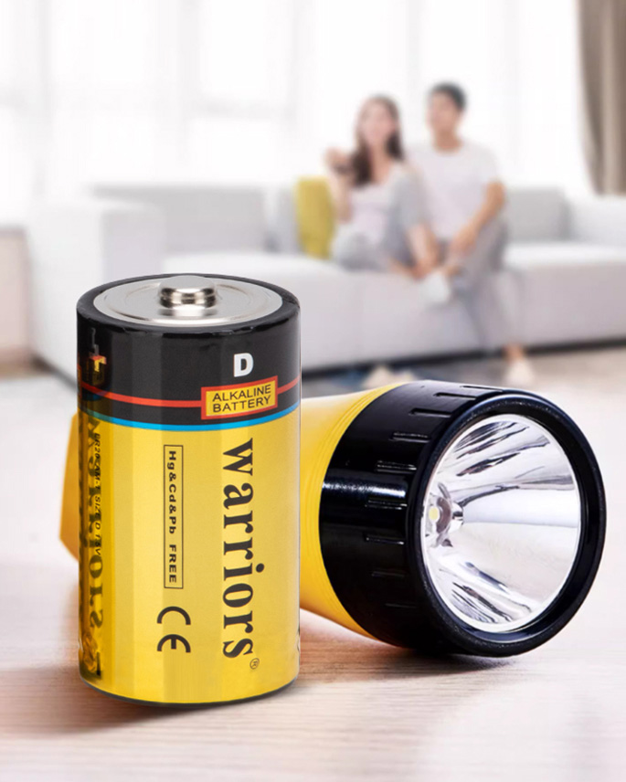 Alkaline batteries for flashlights